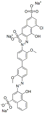 5-Chloro-4-hydroxy-3-[[4'-[(1-hydroxy-4-sulfo-2-naphtyl)azo]-3,3'-dimethoxy-1,1'-biphenyl-4-yl]azo]-2,7-naphthalenedisulfonic acid trisodium salt CAS#: 6473-34-3