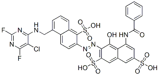 5-(benzoylamino)-3-[[5-[[(5-chloro-2,6-difluoro-4-pyrimidinyl)amino]methyl]-1-sulpho-2-naphthyl]azo]-4-hydroxynaphthalene-2,7-disulphonic acid CAS#: 68413-52-5