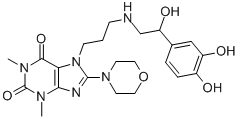 7-[3-[[2-(3,4-Dihydroxyphenyl)-2-hydroxyethyl]amino]propyl]-8-morpholinotheophyline CAS#: 62402-01-1