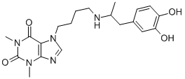 7-[4-[[2-(3,4-Dihydroxyphenyl)-1-methylethyl]amino]butyl]theophyline CAS#: 62401-70-1