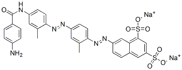 7-[[4-[[4-[(4-Aminobenzoyl)amino]-2-methylphenyl]azo]-2-methylphenyl]azo]-1,3-naphthalenedisulfonic acid disodium salt CAS#: 6949-09-3