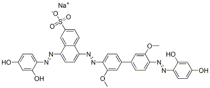 8-[(2,4-Dihydroxyphenyl)azo]-5-[[4'-[(2,4-dihydroxyphenyl)azo]-3,3'-dimethoxy[1,1'-biphenyl]-4-yl]azo]naphthalene-2-sulfonic acid sodium salt CAS#: 6360-50-5