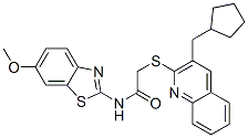 Acetamide, 2-[[3-(cyclopentylmethyl)-2-quinolinyl]thio]-N-(6-methoxy-2-benzothiazolyl)- (9CI) CAS#: 606113-84-2