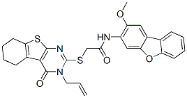 Acetamide, 2-[[3,4,5,6,7,8-hexahydro-4-oxo-3-(2-propenyl)[1]benzothieno[2,3-d]pyrimidin-2-yl]thio]-N-(2-methoxy-3-dibenzofuranyl)- (9CI) CAS#: 577765-14-1