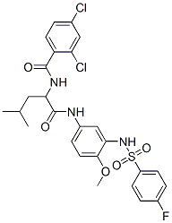 Benzamide, 2,4-dichloro-N-[1-[[[3-[[(4-fluorophenyl)sulfonyl]amino]-4-methoxyphenyl]amino]carbonyl]-3-methylbutyl]- (9CI) CAS#: 566890-79-7