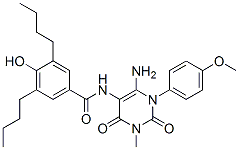Benzamide,  N-[6-amino-1,2,3,4-tetrahydro-1-(4-methoxyphenyl)-3-methyl-2,4-dioxo-5-pyrimidinyl]-3,5-dibutyl-4-hydroxy- CAS#: 176370-47-1