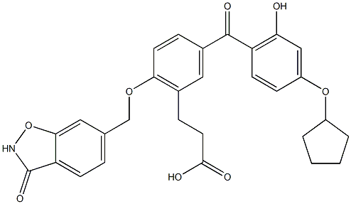 Benzenepropanoic acid, 5-[4-(cyclopentyloxy)-2-hydroxybenzoyl]-2-[(2,3-dihydro-3-oxo-1,2-benzisoxazol-6-yl)Methoxy]- CAS#: 530141-72-1