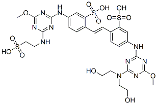 Benzenesulfonic acid, 5-[[4-[bis(2-hydroxyethyl) amino]-6-methoxy-1,3,5-triazin-2-yl]amino]-2-[2- [4-[[4-methoxy-6-[(2-sulfoethyl)amino]-1,3,5-triazi n-2-yl]amino]-2-sulfophenyl]ethenyl]- CAS#: 70024-48-5