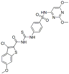 Benzo[b]thiophene-2-carboxamide, 3-chloro-N-[[[4-[[(2,6-dimethoxy-4-pyrimidinyl)amino]sulfonyl]phenyl]amino]thioxomethyl]-6-methoxy- (9CI) CAS#: 590400-22-9