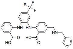 Benzoic  acid,  2-[[2-[(2-carboxyphenyl)amino]-5-(trifluoromethyl)phenyl]amino]-5-[[(3-furanylmethyl)amino]methyl]- CAS#: 640280-74-6