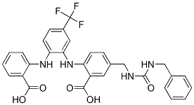 Benzoic  acid,  2-[[2-[(2-carboxyphenyl)amino]-5-(trifluoromethyl)phenyl]amino]-5-[[[[(phenylmethyl)amino]carbonyl]amino]methyl]- CAS#: 640280-83-7