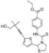Benzoic acid, 4-[[[2-[5-(4-hydroxy-3,3-dimethyl-1-butynyl)-2-thienyl]-3-thiazolidinyl]thioxomethyl]amino]-, ethyl ester (9CI) CAS#: 590380-38-4
