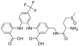 Benzoic  acid,  5-[[[(2S)-2-amino-4-(methylsulfinyl)-1-oxobutyl]amino]methyl]-2-[[2-[(2-carboxyphenyl)amino]-5-(trifluoromethyl)phenyl]amino]- CAS#: 695815-24-8