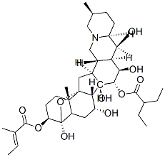 Cevane-3,4,7,14,15,16,20-heptol, 4,9-epoxy-, 15-(2-ethylbutanoate) 3-(2-methyl-2-butenoate), 3.beta.(Z),4.alpha.,7.alpha.,15.alpha.(R),16.beta.- CAS#: 7163-15-7