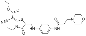 Cyano-(3-ethyl-5-{[4-(3-morpholin-4-yl-propionylamino)-phenylamino]-methylene}-4-oxo-thiazolidin-2-ylidene)-acetic acid ethyl ester CAS#: 623553-41-3