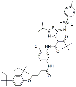 N-[2-chloro-5-[[4-(2,4-di-tert-pentylphenoxy)-1-oxobutyl]amino]phenyl]-alpha-(2,2-dimethyl-1-oxopropyl)-5-isopropyl-2-[(p-tolylsulphonyl)imino]-1,3,4-thiadiazol-3(2H)-acetamide CAS#: 66210-62-6
