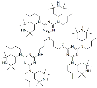 N2,N2-bis[3-[[4,6-bis[butyl(2,2,6,6-tetramethyl-4-piperidyl)amino]-1,3,5-triazin-2-yl]amino]propyl]-N4,N6-dibutyl-N4,N6-bis(2,2,6,6-tetramethyl-4-piperidyl)-1,3,5-triazine-2,4,6-triamine CAS#: 68310-27-0