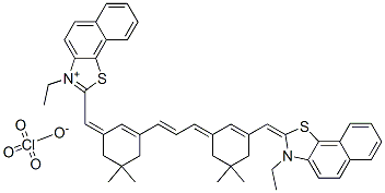 Naphtho[2,1-d]thiazolium, 3-ethyl-2-[[3-[3-[3-[(3-ethylnaphtho[2,1-d]thiazol-2(3H)-ylidene)methyl]-5,5-dimethyl-2-cyclohexen-1-ylidene]-1-propenyl]-5,5-dimethyl-2-cyclohexen-1-ylidene]methyl]-, perchlorate CAS#: 65767-29-5
