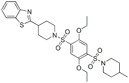 Piperidine, 4-(2-benzothiazolyl)-1-[[2,5-diethoxy-4-[(4-methyl-1-piperidinyl)sulfonyl]phenyl]sulfonyl]- (9CI) CAS#: 606083-08-3