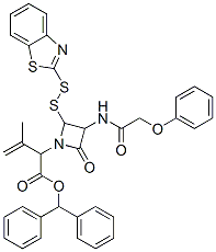benzhydryl 2-(benzothiazol-2-yldithio)-alpha-(isopropenyl)-4-oxo-3-[(phenoxyacetyl)amino]azetidine-1-acetate CAS#: 61585-90-8