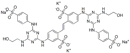 dipotassium disodium 4,4'-bis[[4-[(2-hydroxyethyl)amino]-6-[(4-sulphonatophenyl)amino]-1,3,5-triazin-2-yl]amino]stilbene-2,2'-disulphonate CAS#: 67828-25-5