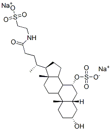 disodium 2-[[(4R)-4-[(3R,5S,7R,10S,13R,17R)-3-hydroxy-10,13-dimethyl-7-sulfonatooxy-2,3,4,5,6,7,8,9,11,12,14,15,16,17-tetradecahydro-1H-cyclopenta[a]phenanthren-17-yl]pentanoyl]amino]ethanesulfonate CAS#: 66874-12-2