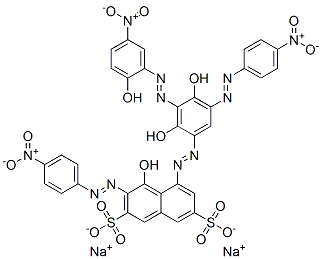 disodium 5-[[2,4-dihydroxy-3-[(2-hydroxy-5-nitrophenyl)azo]-5-[(4-nitrophenyl)azo]phenyl]azo]-4-hydroxy-3-[(4-nitrophenyl)azo]naphthalene-2,7-disulphonate CAS#: 67786-23-6