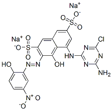 disodium 5-[(4-amino-6-chloro-1,3,5-triazin-2-yl)amino]-4-hydroxy-3-[(2-hydroxy-5-nitrophenyl)azo]naphthalene-2,7-disulphonate CAS#: 69723-86-0