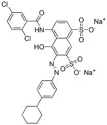 disodium 6-[(4-cyclohexylphenyl)azo]-4-[(2,5-dichlorobenzoyl)amino]-5-hydroxynaphthalene-1,7-disulphonate CAS#: 6362-46-5