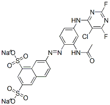disodium 7-[[2-(acetylamino)-4-[(5-chloro-2,6-difluoro-4-pyrimidinyl)amino]phenyl]azo]naphthalene-1,3-disulphonate CAS#: 68155-62-4