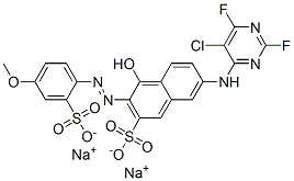 disodium 7-[(5-chloro-2,6-difluoropyrimidin-4-yl)amino]-4-hydroxy-3-[(4-methoxy-2-sulphonatophenyl)azo]naphthalene-2-sulphonate CAS#: 68959-17-1