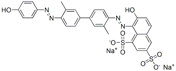 disodium 7-hydroxy-8-[[4'-[(4-hydroxyphenyl)azo]-3,3'-dimethyl[1,1'-biphenyl]-4-yl]azo]naphthalene-1,3-disulphonate CAS#: 65168-20-9