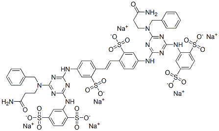 hexasodium 2,2'-[vinylenebis[(3-sulphonato-4,1-phenylene)imino[6-[(3-amino-3-oxopropyl)(phenylmethyl)amino]-1,3,5-triazine-4,2-diyl]imino]]bis(benzene-1,4-disulphonate) CAS#: 68134-04-3