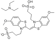 hydrogen 5-methoxy-2-[[5-methoxy-3-(3-sulphonatopropyl)-3H-benzothiazol-2-ylidene]methyl]-3-(3-sulphonatopropyl)benzothiazolium, compound with triethylamine (1:1) CAS#: 63148-97-0