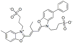 hydrogen 5-methyl-2-[2-[[5-phenyl-3-(3-sulphonatopropyl)-3H-benzoxazol-2-ylidene]methyl]but-1-enyl]-3-(3-sulphonatopropyl)benzoxazolium CAS#: 64722-50-5