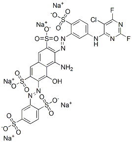 pentasodium 4-amino-3-[[5-[(5-chloro-2,6-difluoro-4-pyrimidinyl)amino]-2-sulphonatophenyl]azo]-6-[(2,5-disulphonatophenyl)azo]-5-hydroxynaphthalene-2,7-disulphonate CAS#: 69140-63-2