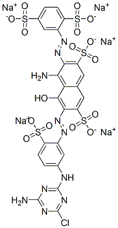 pentasodium 4-amino-6-[[5-[(4-amino-6-chloro-1,3,5-triazin-2-yl)amino]-2-sulphonatophenyl]azo]-3-[(2,5-disulphonatophenyl)azo]-5-hydroxynaphthalene-2,7-disulphonate CAS#: 68259-02-9