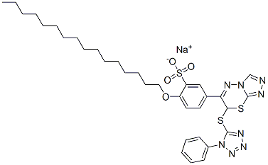 sodium 2-(hexadecyloxy)-5-[7-[(1-phenyl-1H-tetrazol-5-yl)thio]-7H-1,2,4-triazolo[3,4-b][1,3,4]thiadiazin-6-yl]benzenesulphonate CAS#: 66209-67-4