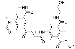 sodium 3-[[[[3-(acetylmethylamino)-2,4,6-triiodo-5-[(methylamino)carbonyl]benzoyl]amino]acetyl]amino]-5-[[(2-hydroxyethyl)amino]carbonyl]-2,4,6-triiodobenzoate CAS#: 67992-58-9
