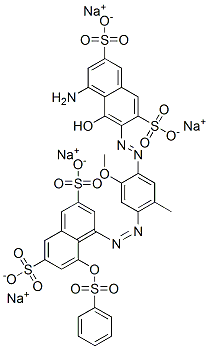 tetrasodium 4-amino-5-hydroxy-6-[[2-methoxy-5-methyl-4-[[8-[(phenylsulphonyl)oxy]-3,6-disulphonato-1-naphthyl]azo]phenyl]azo]naphthalene-2,7-disulphonate CAS#: 67939-43-9