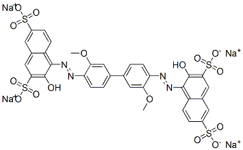 tetrasodium 4,4'-[(3,3'-dimethoxy[1,1'-biphenyl]-4,4'-diyl)bis(azo)]bis[3-hydroxynaphthalene-2,7-disulphonate] CAS#: 65151-33-9