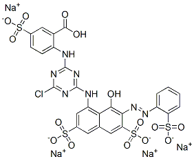 tetrasodium hydrogen 2-[[4-chloro-6-[[8-hydroxy-3,6-disulphonato-7-[(2-sulphonatophenyl)azo]-1-naphthyl]amino]-1,3,5-triazin-2-yl]amino]-5-sulphonatobenzoate CAS#: 70865-39-3