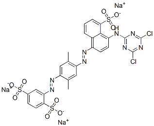 trisodium 2-[[4-[[4-[(4,6-dichloro-1,3,5-triazin-2-yl)amino]-5-sulphonato-1-naphthyl]azo]-2,5-dimethylphenyl]azo]benzene-1,4-disulphonate CAS#: 68892-31-9