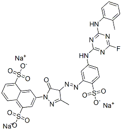 trisodium 3-[4-[[5-[[4-fluoro-6-[(o-tolyl)amino]-1,3,5-triazin-2-yl]amino]-2-sulphonatophenyl]azo]-4,5-dihydro-3-methyl-5-oxo-1H-pyrazol-1-yl]naphthalene-1,5-disulphonate CAS#: 69929-13-1