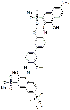 trisodium 4-[[4'-[(6-amino-1-hydroxy-3-sulphonato-2-naphthyl)azo]-3,3'-dimethoxy[1,1'-biphenyl]-4-yl]azo]-3-hydroxynaphthalene-2,7-disulphonate CAS#: 68084-22-0
