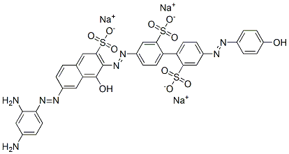 trisodium 4-[[7-[(2,4-diaminophenyl)azo]-1-hydroxy-3-sulphonato-2-naphthyl]azo]-4'-[(4-hydroxyphenyl)azo][1,1'-biphenyl]-2,2'-disulphonate CAS#: 6360-43-6