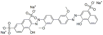 trisodium 4-hydroxy-3-[[4'-[(1-hydroxy-4-sulphonato-2-naphthyl)azo]-3,3'-dimethoxy[1,1'-biphenyl]-4-yl]azo]naphthalene-2,7-disulphonate CAS#: 6473-33-2