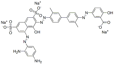 trisodium 5-[[4'-[[8-[(2,4-diaminophenyl)azo]-1-hydroxy-3,6-disulphonato-2-naphthyl]azo]-3,3'-dimethyl[1,1'-biphenyl]-4-yl]azo]salicylate CAS#: 6505-12-0