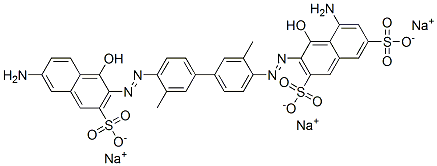 trisodium 5-amino-3-[[4'-[(6-amino-1-hydroxy-3-sulphonato-2-naphthyl)azo]-3,3'-dimethyl[1,1'-biphenyl]-4-yl]azo]-4-hydroxynaphthalene-2,7-disulphonate CAS#: 6420-22-0