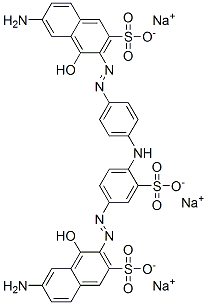 trisodium 6-amino-3-[[4-[[4-[(7-amino-1-hydroxy-3-sulphonato-2-naphthyl)azo]phenyl]amino]-3-sulphonatophenyl]azo]-4-hydroxynaphthalene-2-sulphonate CAS#: 67969-92-0